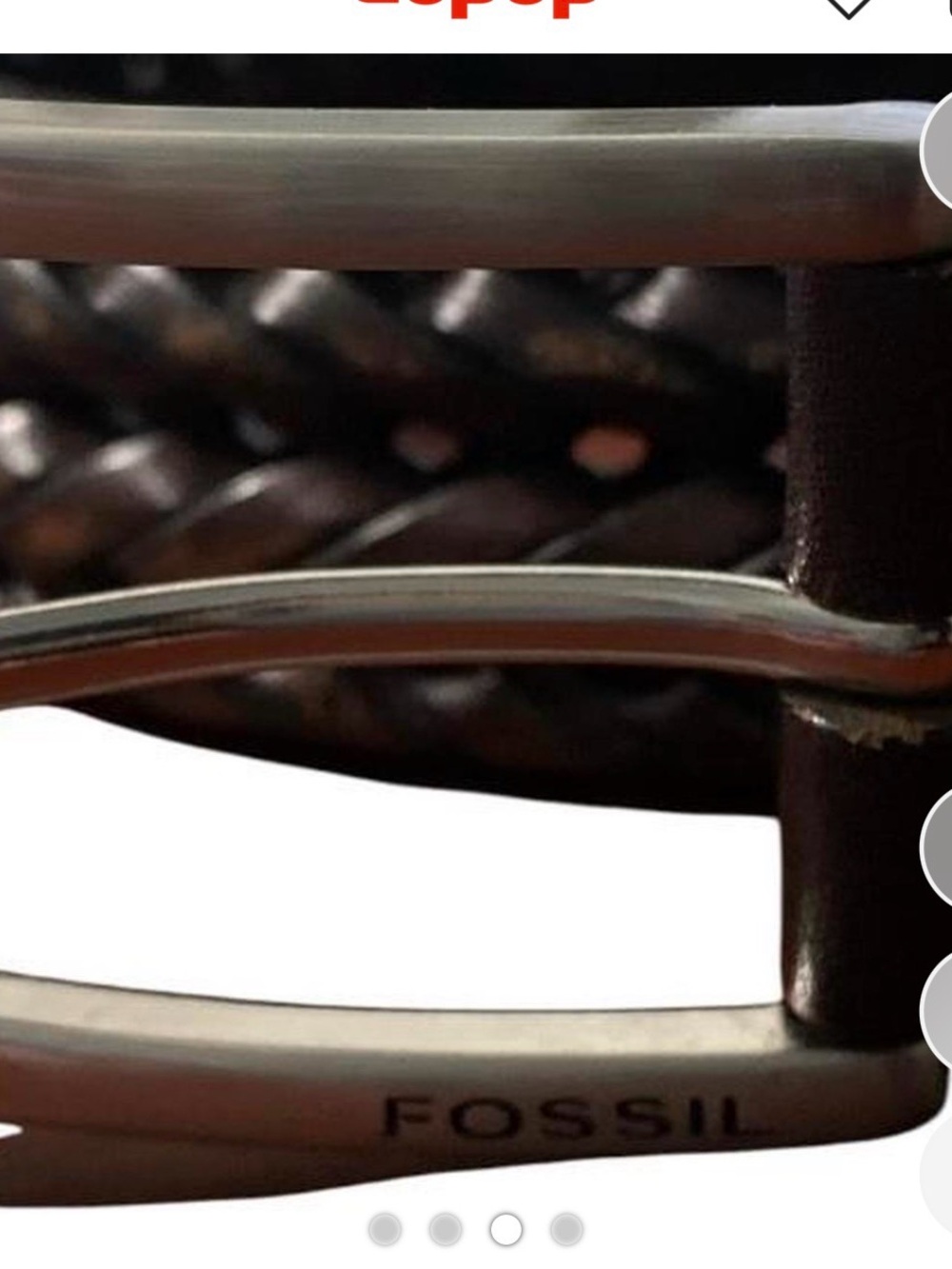 Fossil Mens Size 36 Dark Brown Braided Leather
Belt Minimalist Square - Picture 6 of 9